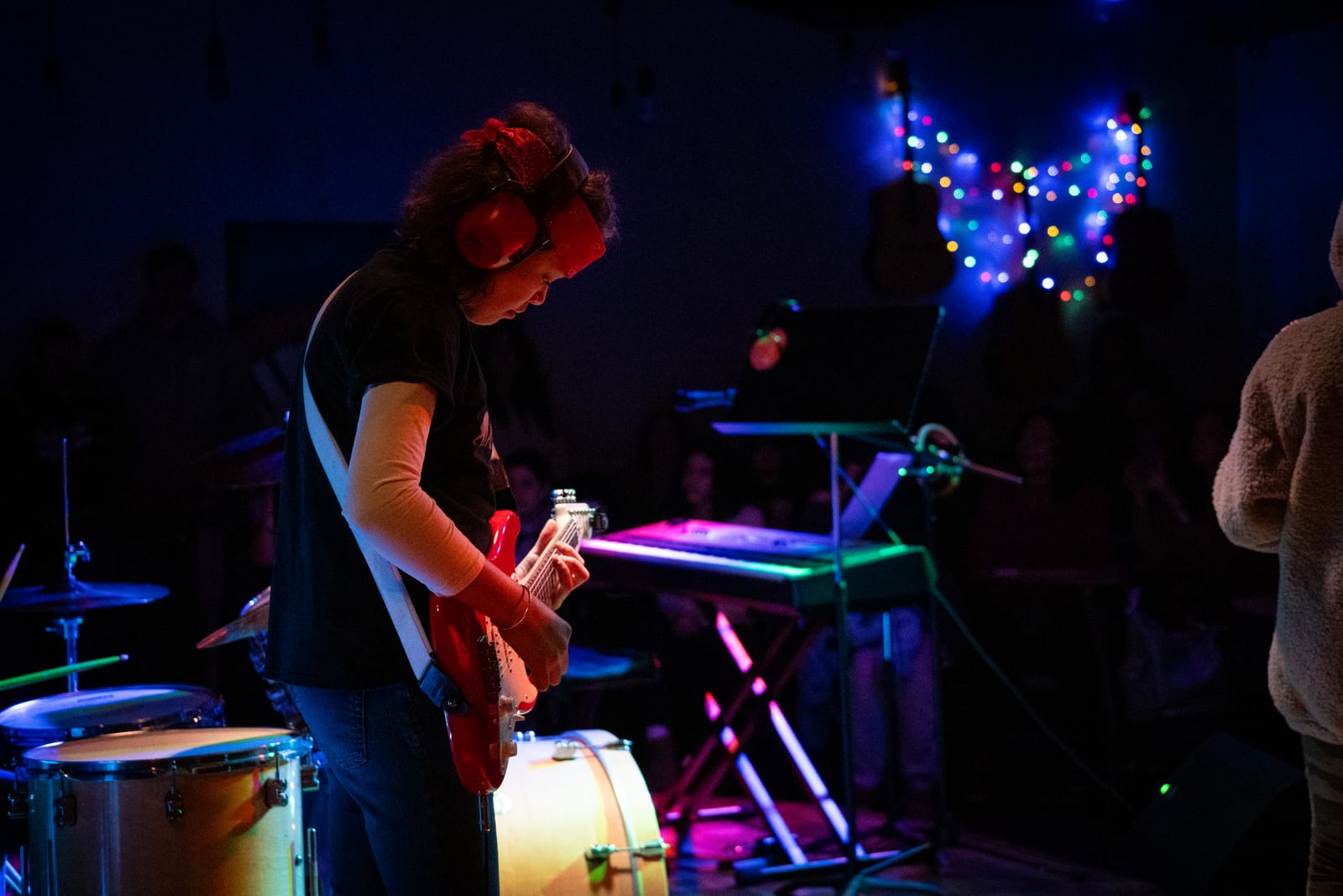 A Twelve Tone student band performing on the in-house stage in Glenview